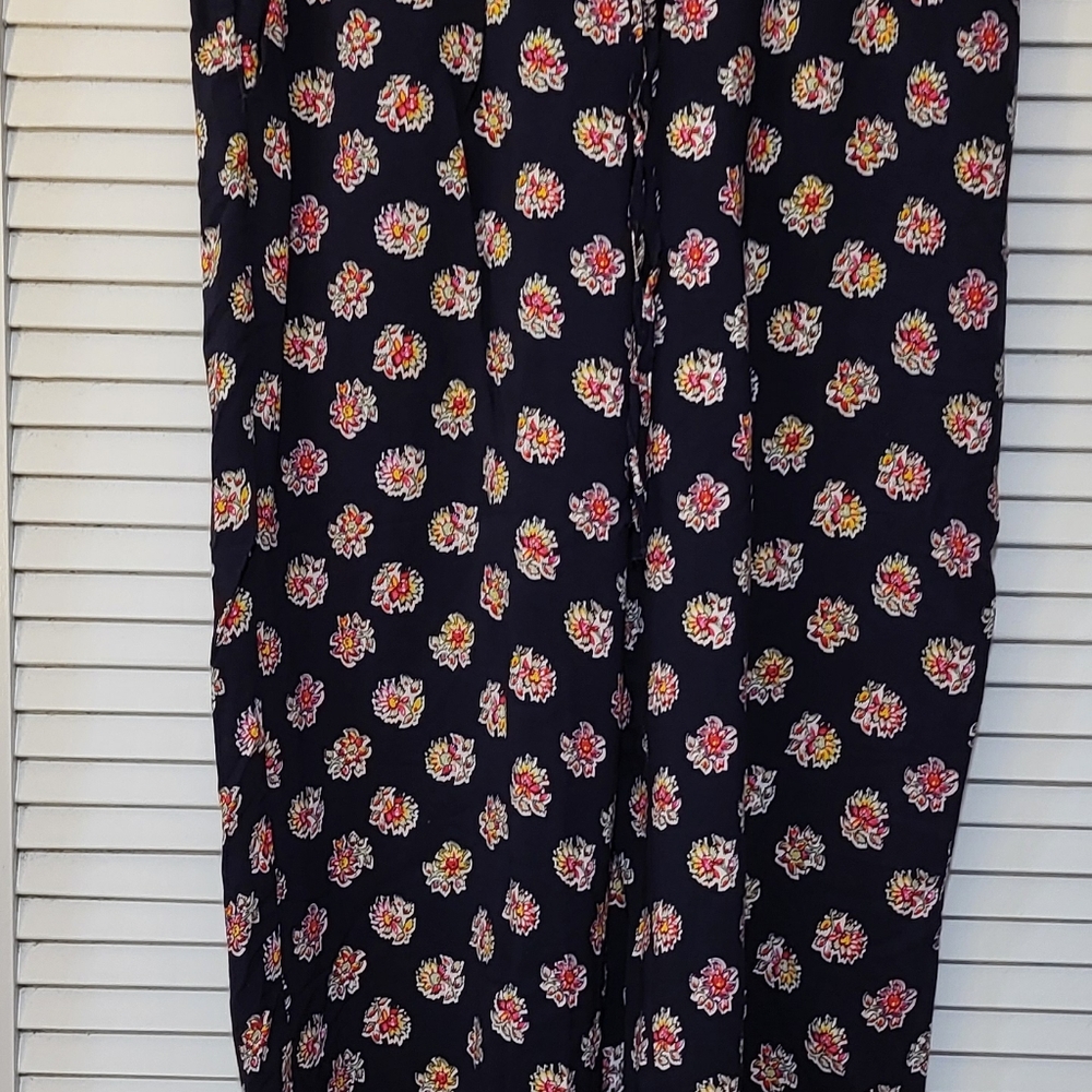 Floral Elastic Waist Pant With Drawstring